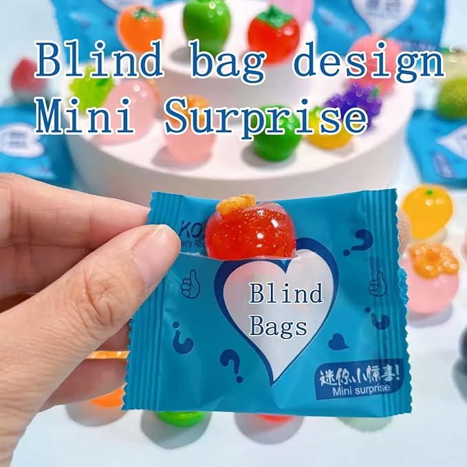 50 PCS Mini Glow-in-The-Dark Resin Fruit Blind Bag Set, Tiny Fruit Blind Bags for Dollhouse Decor, Realistic Mini Fruits, Miniature Food for Doll House, Party Presents for Kid