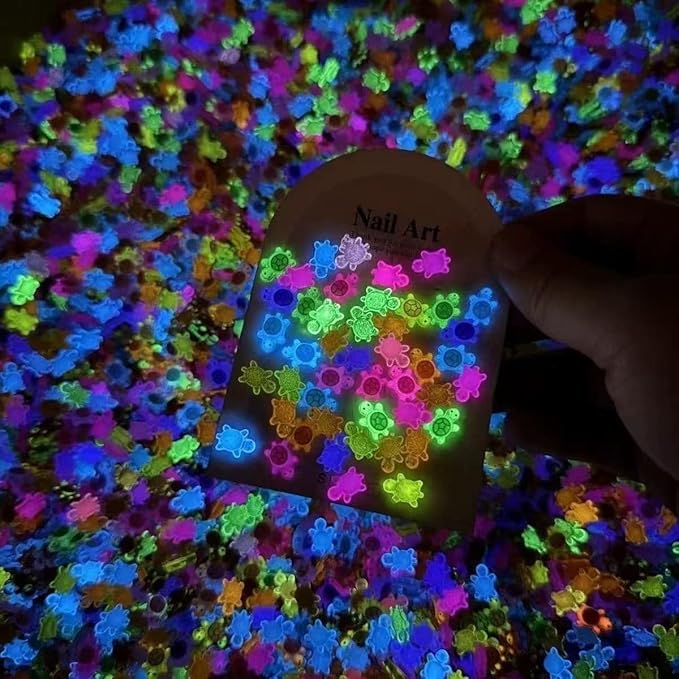 100 Pcs Colorful Mini Resin Animals Turtles Night Glow, Mini Animals Figures, Miniature Things Figurines to Hide, Tiny Turtles for DIY Fairy Garden Decoration Dollhouse Micro Landscaping, Decorations