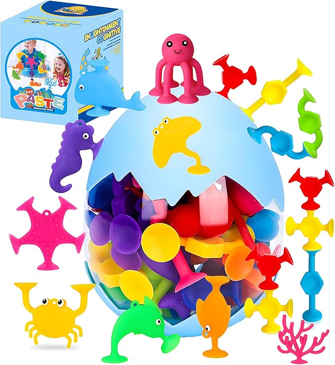 Bath Toys - 27 PCS Suction Cup Toys Bathtub Toy Shower Toy for Kids Ages 4-8,Sensory Toys for 3 4 5 6 7 Year Old Boys Girls,Mold Free Bath Toy Travel Toy Easter Gifts