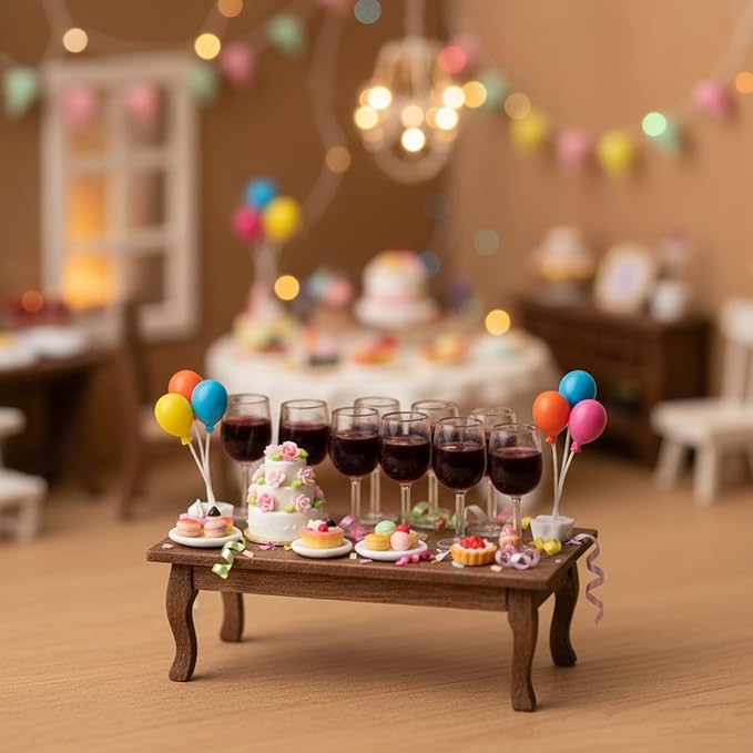 LOGOFUN 40Pcs Miniature Wine Glasses Dollhouse Red Wine Glasses 1: 12 Scale Mini Goblet Glass Drinking Cups Model for Dollhouse Kitchen Accessories