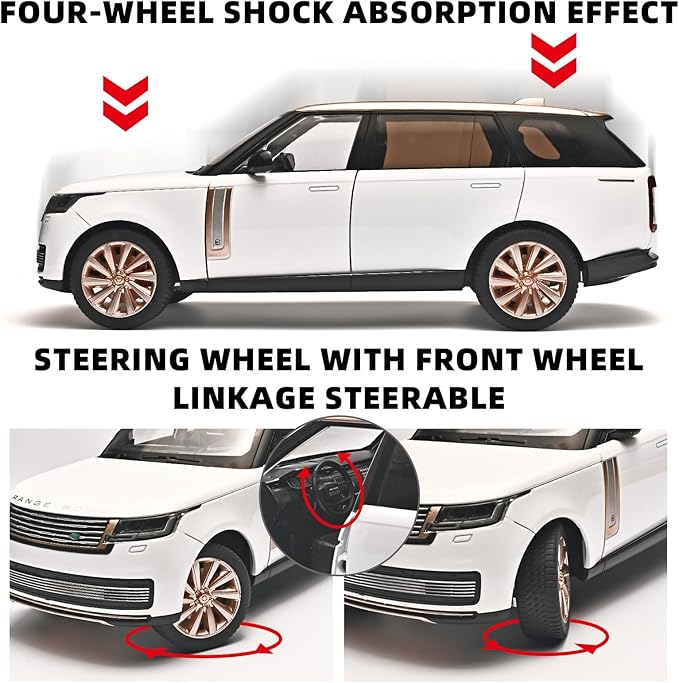Car Toys for Boys 1/18 Diecast Cars Compatible with Land Rover Range Rover Model Car Kits Collection,Metal Off-Road SUV Toy Car with Light and Sound,Cars for Kids Ages 3-5（White）