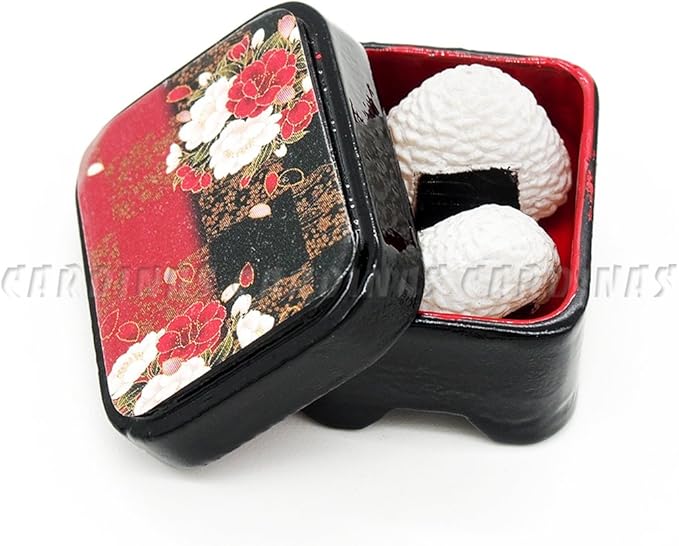 Odoria Dollhouse Bento Box Miniature: 1/12 Scale Japanese Lunch Container for Kitchen Dining Room - Mini Traditional Food Accessories Black and Red
