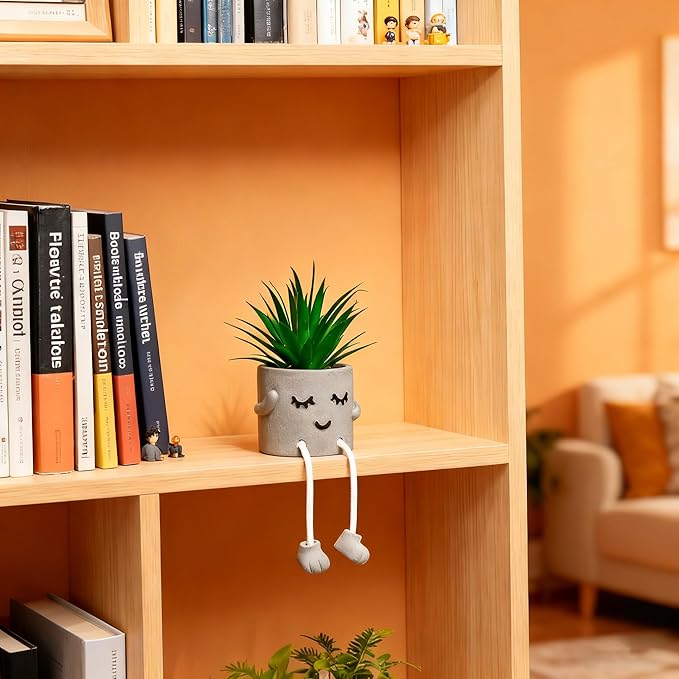 guowanpp Small Artificial Succulent Plant in Pot 1PCS - Lifelike Fake Succulent for Indoor Home Decor, Real Touch Mini Potted Plant for Kitchen Window Sill, Office Desk, Shelf Decor Accessories