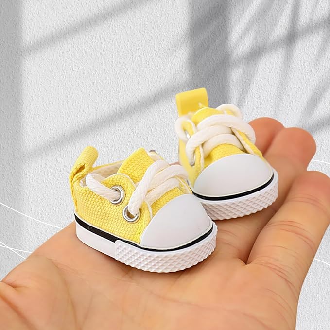 Doll Shoes for Lu bubu 17cm Dolls(No Doll) Accessories, Mini Shoes for Dolls, Cute Canvas Shoes Suitable for 17cm Doll, Dress Up Doll Shoes Replacement Yellow