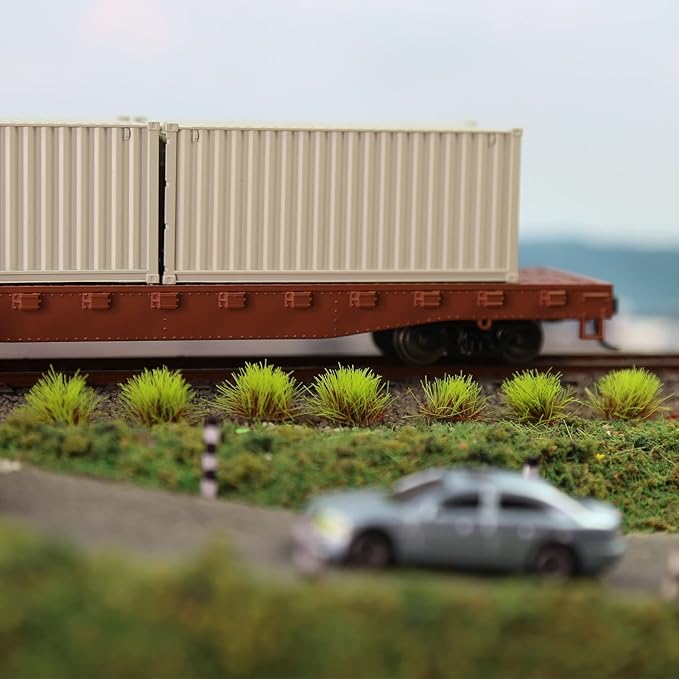 Evemodel Miniature Vegetation Bush Shrub Tufts Artificial Grass with Bases War Game Railroad Scenery (C)