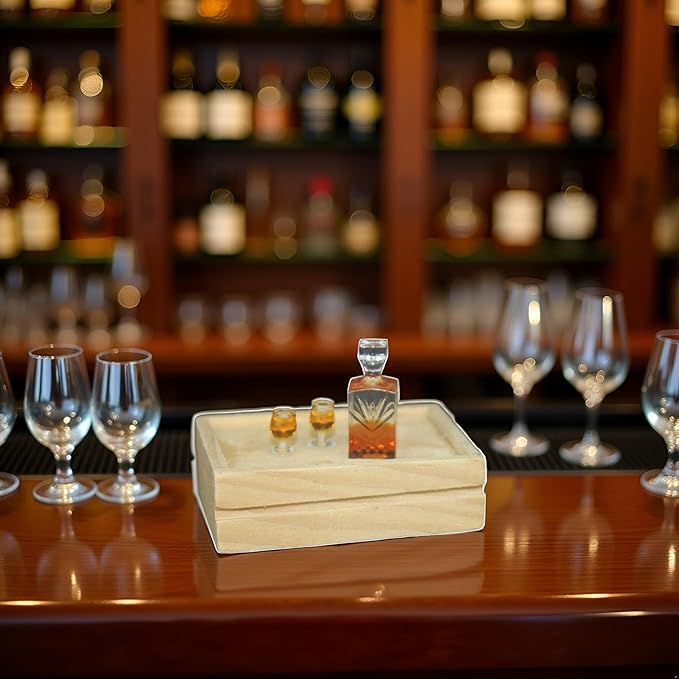 A Set of Exquisite Mini Whiskey Wine Bottle Bar Model,1:12 Scale Dollhouse Miniature Accessories,Verisimilitude Mini Whiskey Wine Decoration Convenient and Nice,Décor Dollhouse Accessories（No Tray）