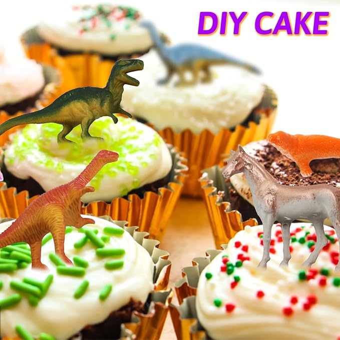 60 Pcs Assorted Dinosaur, Ocean, Sea, Farm, Jungle, Wild Animals & Dinosaurs Figure Realistic Plastic Zoo Play Set - Small Toys for Kids, Cupcake Topper, Party Favors