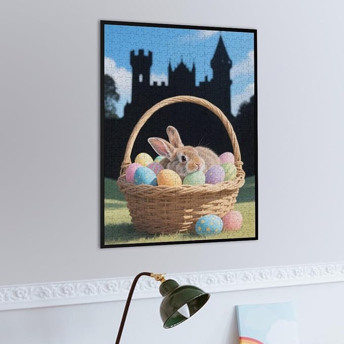 Sleeping Bunny Easter – 1000 Piece Holiday Wooden Jigsaw Puzzle, Cute Sleeping Bunny for Easter, Family Fun, Brain Exercise, Stress Relief