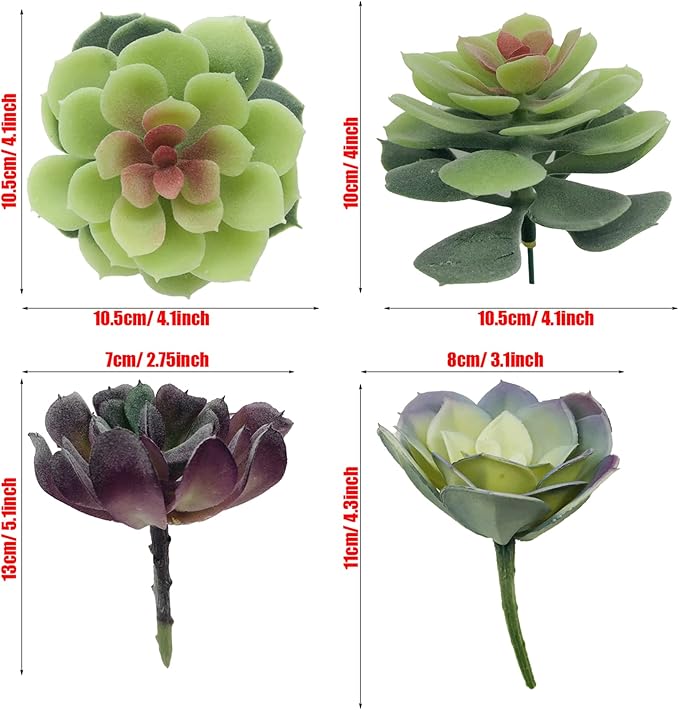 Woohome Artificial Succulents, 20 Pack Realistic Faux Succulents Mixed Colors Fake Succulents Fake Plants for Decoration, DIY Crafting Home Floral Garden Arrangement Office Decor