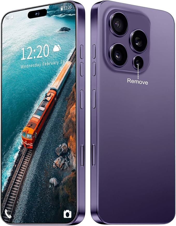 16PROMA X Smartphone Unlocked Cell Phone,6.99" HD Screen Unlocked Phone,16+512GB Android 14 with 128GB Memory Card,Face ID/Dual SIM/5G/Fingerprint Button Unlock/Photos/GPS (Deep Purple, 16+512G)