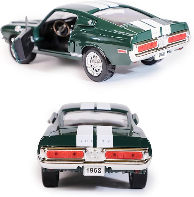 Shelby 1968 GT-500KR 1:18 Diecast Model Car - King of The Road, Opening Doors, Steering Linkage | Premium Gift Box, Man Cave Decor | Ages 14+,Green