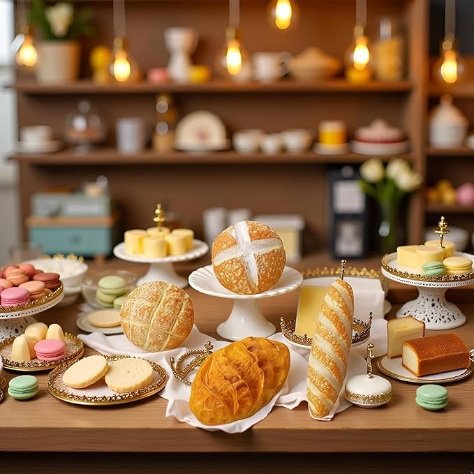 8Pcs 1/12 Miniature Bread Dollhouse Decoration Accessories,4 Different Types of Bread for Miniature Food Dollhouse,Resin Mix Bakery Bread Mini House Food Decoration Accessories