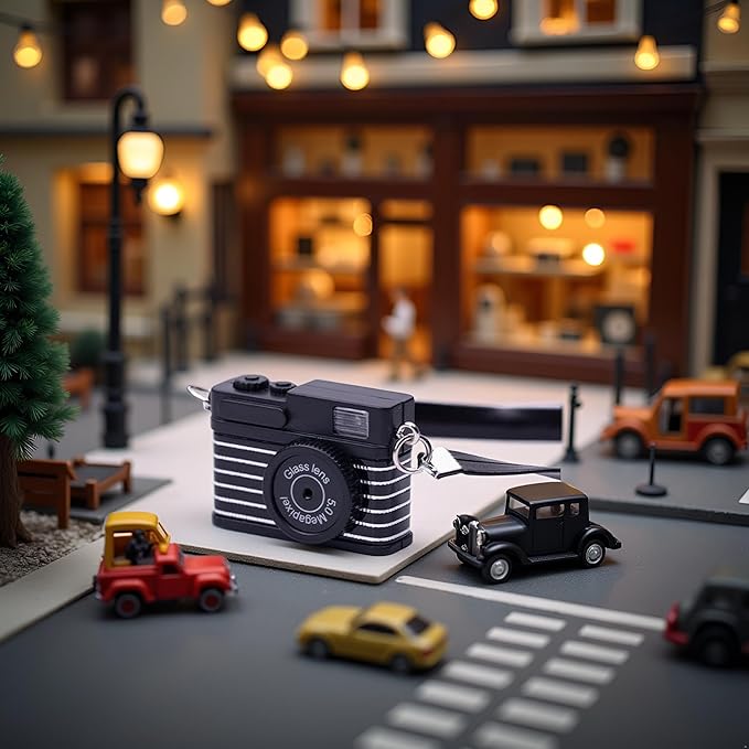 1Pc Black 1:4 Scale Mini Camera Prop Ornament Vintage Camera Model,Vintage Camera Prop,Miniature Camera,Prop Camera,Miniature Digital Camera Mini Decoration Accessories，Dollhouse Accessories(WFA1142)