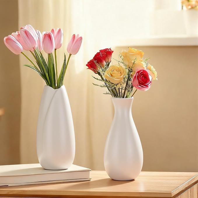 Paintable Vase Set of 10 White Small Bud Vases for Flowers, Clay Vase Bulk for Wedding Decorations Pampas Grass Centerpieces, Boho Mini Ceramic Vases for DIY Painting Home Dining Table Decor