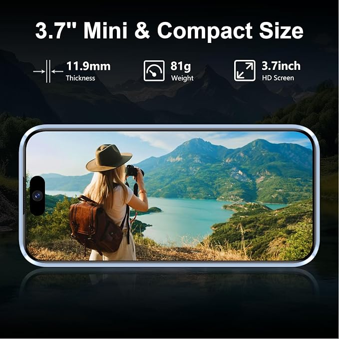 BLKE AIR Mini Phone 4G Unlocked 3+32GB Mini Smartphone with 3.7'' HD Touch Screen 2000mAh Battery Compact Backup World's Smallest Phone for Kids & Students GPS Dual SIM Face ID Orange | 4G Unlocked 3+32GB