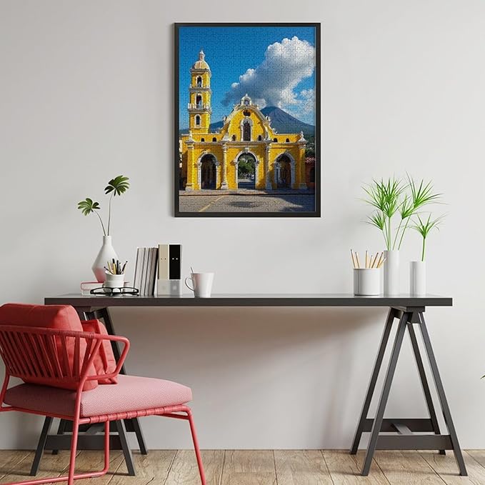 Jigsaw Puzzles for Adults 500 Piece - Famous Arch and Volcano View Antigua Guatemala Holiday Wooden Puzzle,Unique Gifts for Wall Art，Family Puzzles，Challenge Puzzles Puzzle Games