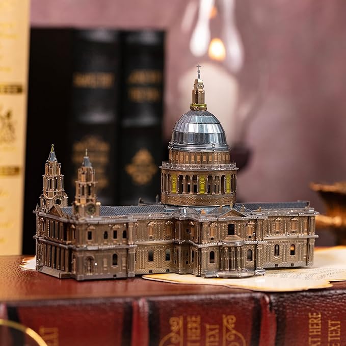 MU 3D Metal Puzzle for Adult Saint Paul's Cathedral, Assembled Religious Architecture Notre Dame Cathedral Model Kits Miniature Building, Birthday Gift Home Decor