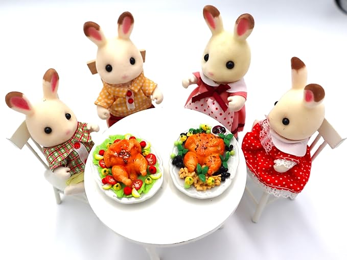 Dollhouse Food Set 2 Roasted Turkey Dollhouse Miniature Food,Tiny Food, Doll Collectibles,Doll Food, Miniature Food Toys Real for Dollhouse Kits