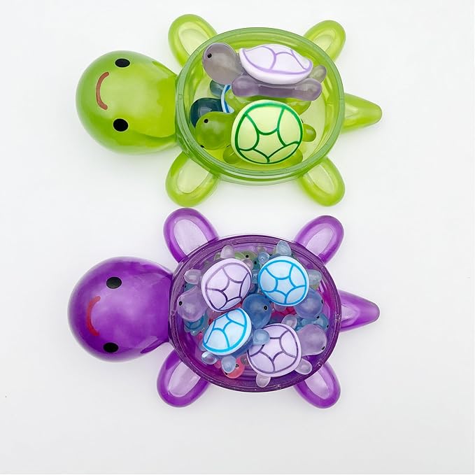 20 Pcs Turtle Family Resin Ornament Sea Turtle Models Statues Tortoise Decor Accessories Miniature Animal Decoration for Fairy Garden Micro Landscape Fish Tank Plant Bonsai Dollhouse (Purple)