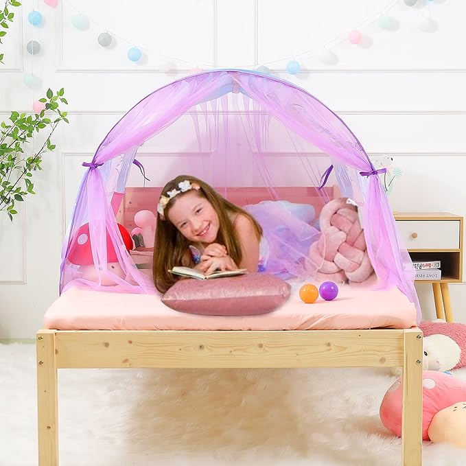Bed Tent for Kids Lucky Castle Bed Tent Foldable Game House for Children Play Tents for Girls Boys Sleeping Canopy Playhouse