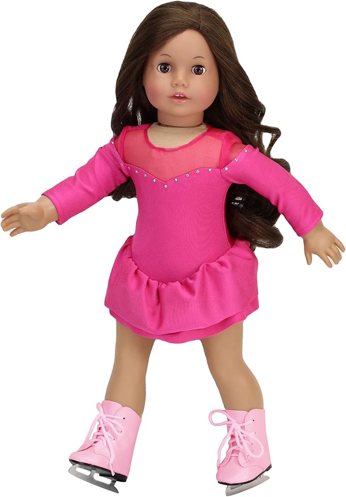 Sophia's 18" Doll Faux Pink Leather Ice Skates