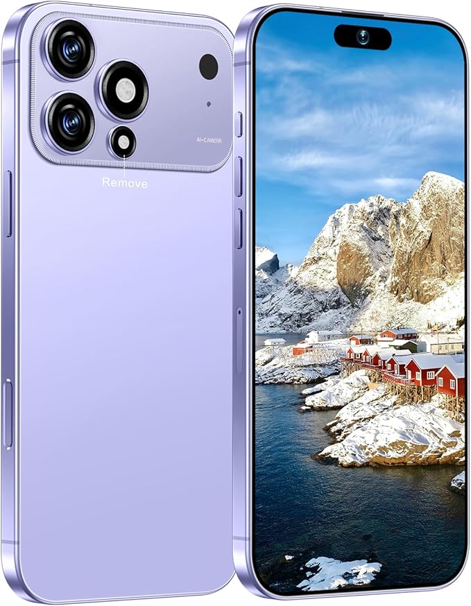 MMY 17PROMA X Unlocked Cell Phone 16+1TB,6.9" HD Screen Unlocked Phones,Android 15 7000mAh Long Battery Life Smartphone,5G/Dual SIM/Fingerprint Button Unlock/Photos/Face ID (Purple, 16+1TB)