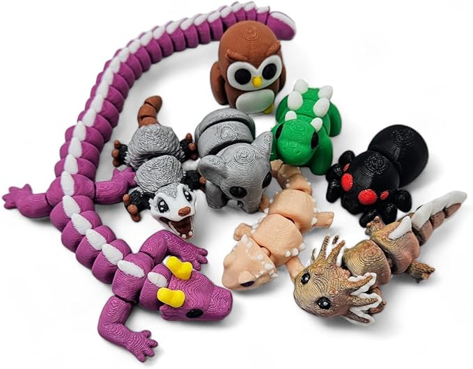 5 Pack Mystery Mini Animal Packs - 3D Printed Articulating Figurines - Unique and Fun Designs Includes Mystery Egg - Stress Relief (5 Pack)