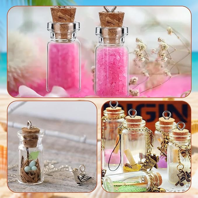10 Pcs Small Glass Bottles with Cork Stoppers, 1.5ml Mini Glass Jars with Lids, Empty Tiny Glass Containers for Spell Jars, Wishing Bottles, Message Bottles, DIY Crafts, Wedding Decorations