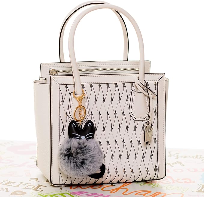 Dreams and Whispers Faux Fur Ball Pom Pom Key Chain Ring for Women Bag Pendant
