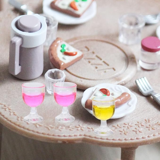 SUPVOX 1:12 Wine Glasses Miniature Resin Mini Beer Cups Drinking Water Cups Model Dollhouse Ornament Kitchen Miniatures Accessories 12pcs