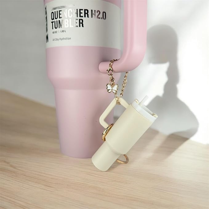 ERTUNA Mini Tumbler Keychain Accessories for Stanley Cup, 2 Way Cute Charms Chapstick Lip Balm Holder for Women Purse Handbag