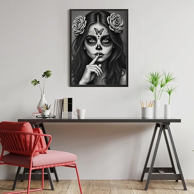 Jigsaw Puzzles for Adults 500 Piece - Gorgeous Sugar Skull Lady Day of The Dead Wooden Puzzle,Educational Games，Challenge Puzzles Puzzle Games,Stress Relief Games,Funny Puzzles