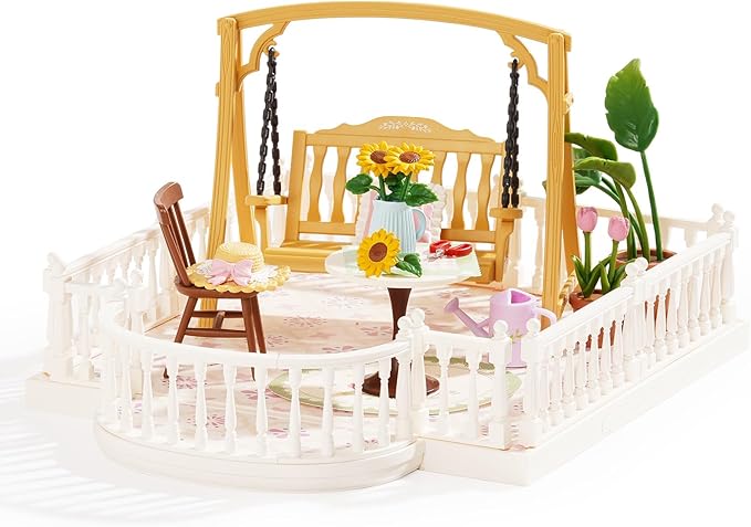 Rolife Super Creator Accessories Sunny Break Terrace, Tiny House Building Blocks for Little Dolls, DIY Plastic House Model Building Kits for Teens, DIY Crafts/Hobbies for Adults (Sunny Break Terrace)