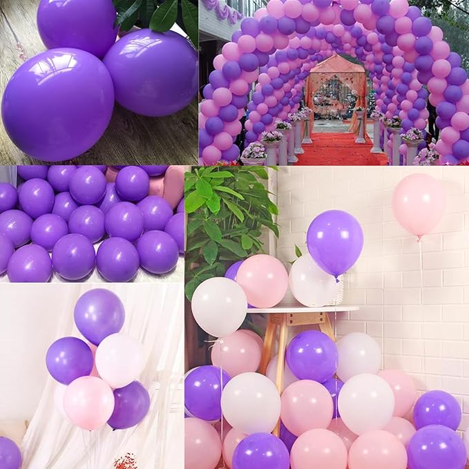 5 inch Purple Party Balloons, 100 pcs Mini Purple Latex Balloons for Birthday Wedding Baby Shower Decorations (Dark Purple)