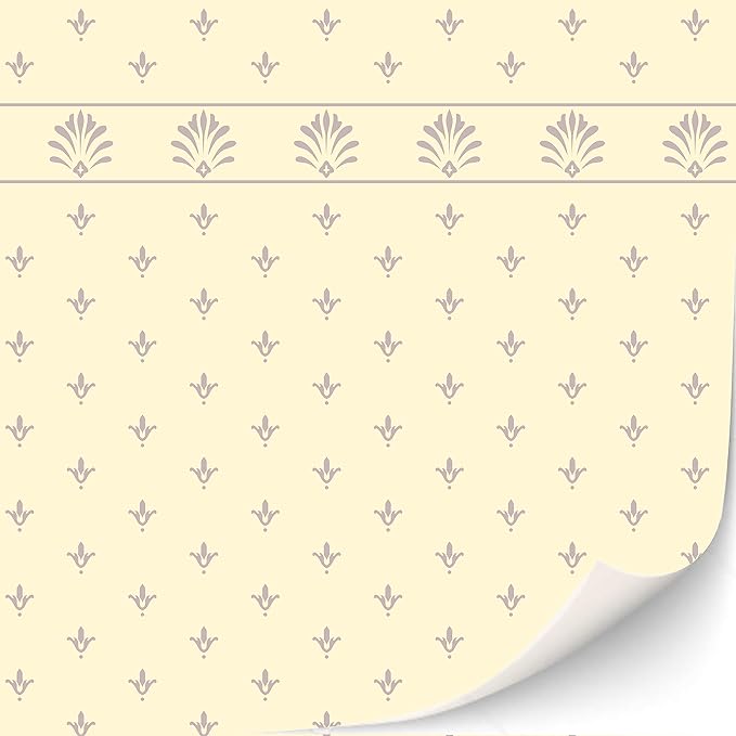 TexturKontor 3 Sheets Self-Adhesive Wallpaper for Dollhouses - 1:12 Scale Antique Classic Victorian Style (Meghan)