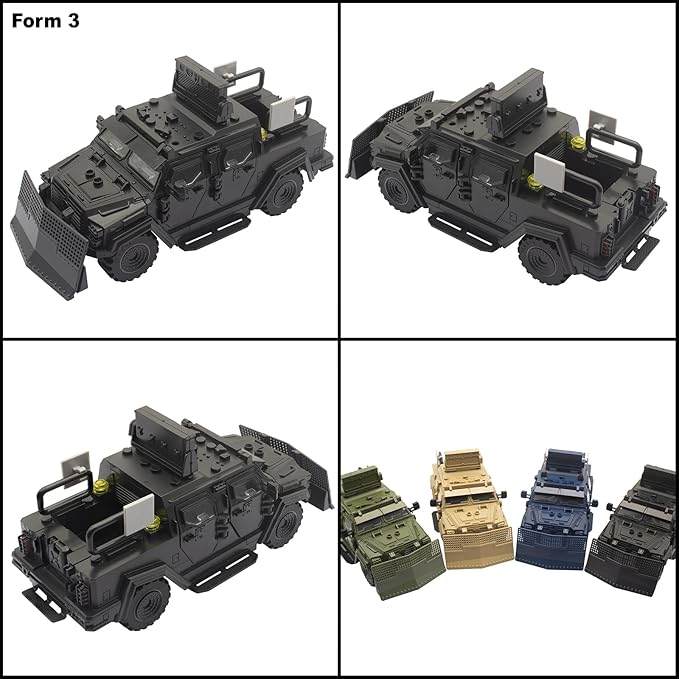 Military Vehicle Building Toy, Armored Vehicle Building Block Toy, Army Battle Brick, Military Car Model Toys for Age 6 7 8 9 10 11 12+, Accessories Compatible with Major Mini Figure (Black)