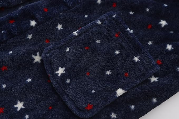 Boys Fleece Robe Hooded Toddler Soft Bathrobe Pajamas Sleepwear for Kids Girls 2-16 Years