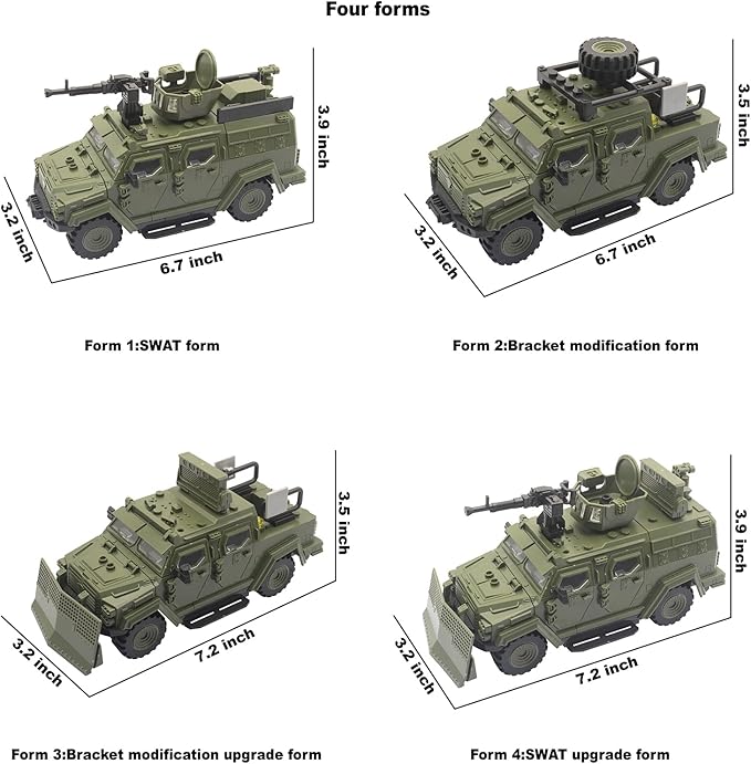 Military Vehicle Building Toy, Armored Vehicle Building Block Toy, Army Battle Brick, Military Car Model Toys for Age 6 7 8 9 10 11 12+, Accessories Compatible with Major Mini Figure (Green)