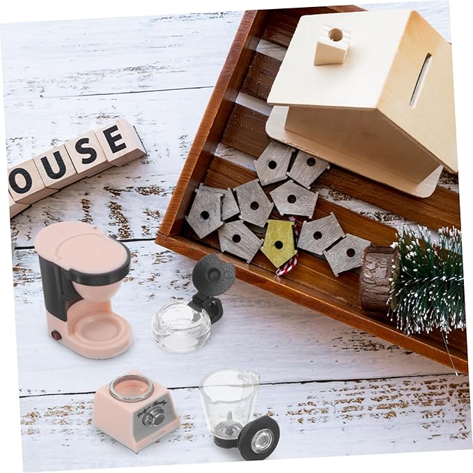 1 Set Scale Miniature Dollhouse Coffee Maker Charming Kitchen Appliance Prop with Realistic Coffee Pots Juicer Interactive Dollhouse Accessories for Creative Play
