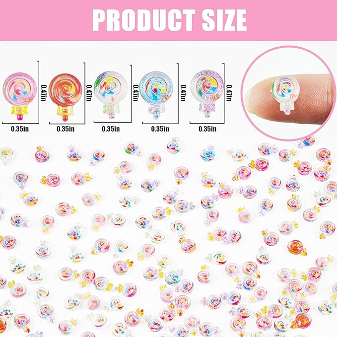 200 PCS Mini Resin Lollipop Figures for Crafts Tiny Resin Candy Miniature Things for Dollhouse Fairy Garden Micro Landscaping Decoration Cake Toppers Decor