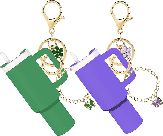 ERTUNA Mini Tumbler Keychain Accessories for Stanley Cup, 2 Way Cute Charms Chapstick Lip Balm Holder for Women Purse Handbag