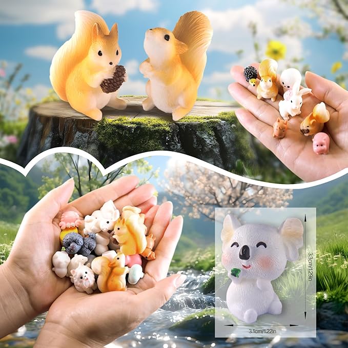 150pcs Mini Resin Animals, Small Plastic Animals for Fairy Garden Miniature Dollhouse Accessories Hide Crafts Decor Mini Resin Figures for Aquarium Toys Tiny Animal Figurines