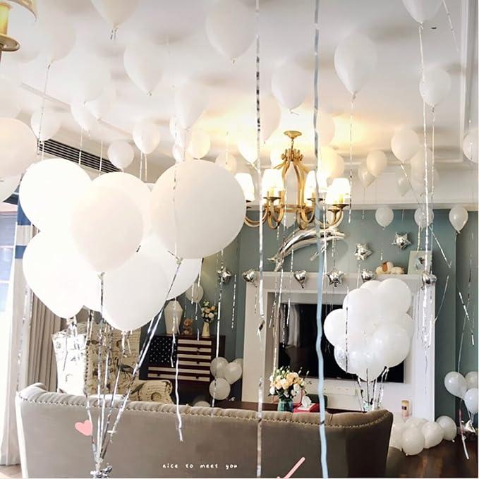 5 inch White Latex Balloons, 100 pcs Mini Thick Party Balloons for Birthday Wedding Baby Shower Decorations(White)