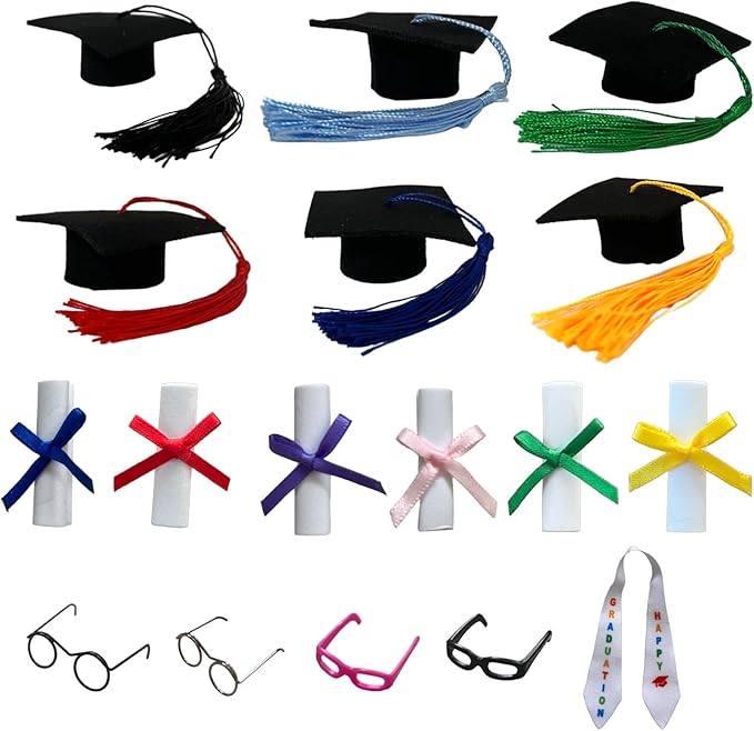 ZJXRMY Rubber Duck Accessories 17PCS - Graduation Decorations for Rubber Duck - Graduation Cap Glasses Accessories for Rubber Duck