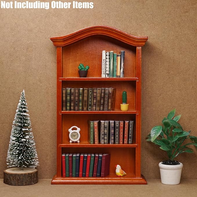Odoria 1/12 Miniature Shelf Mini Bookshelf Bookcase Miniatures Dollhouse Furniture Accessories Doll House Accessory, Brown