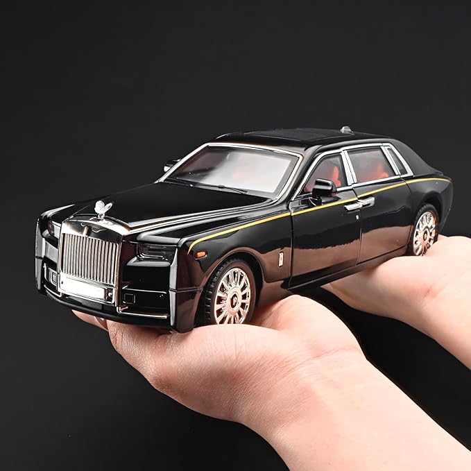 Car Toys for Boys 1/18 Diecast Cars Phantom Model Car Kits Collectible Suitability for Children and Adults,Pull Back Cars with Light and Sound,Toy Cars for Boys Age 4-7（Black）