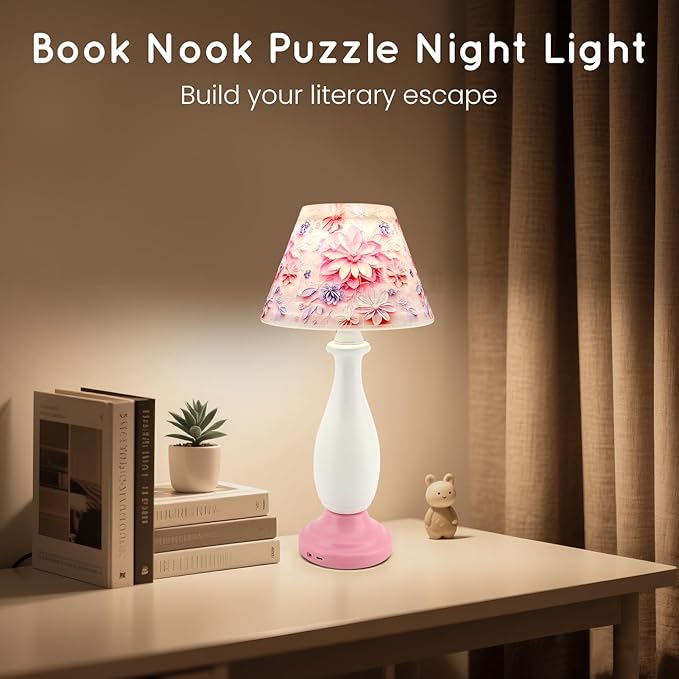 3D Puzzle Night Light DIY Crafts Assembled Toys Book Nook Kit Bedside End Table Lamp for Chrismas Birthday Gift Home Desk Decoration