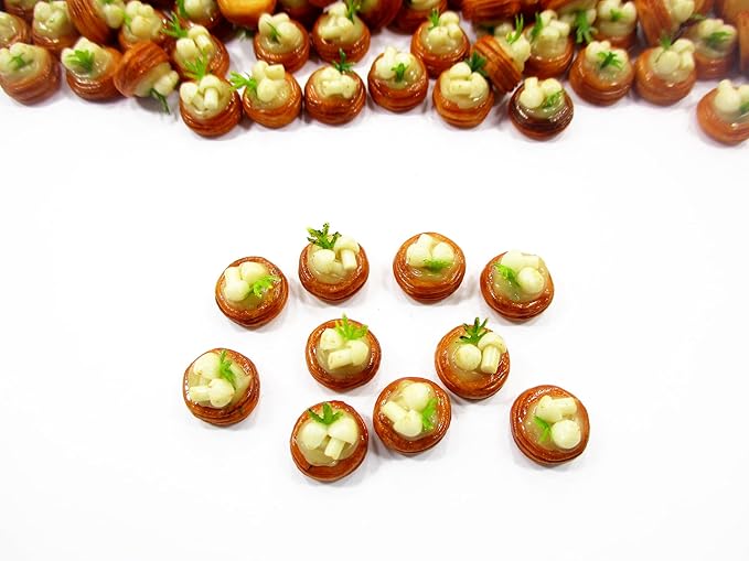 Lot 10 Loose Mushroom Puff Pie Dollhouse Miniatures Food Bakery Deco 12144