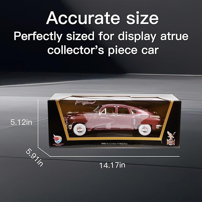 1948 Tucker Torpedo 1:18 Diecast Model Car - Cyclops Headlight, Opening Doors, Steering Linkage | Premium Gift Box, Man Cave Decor | Ages 14+,Burgundy