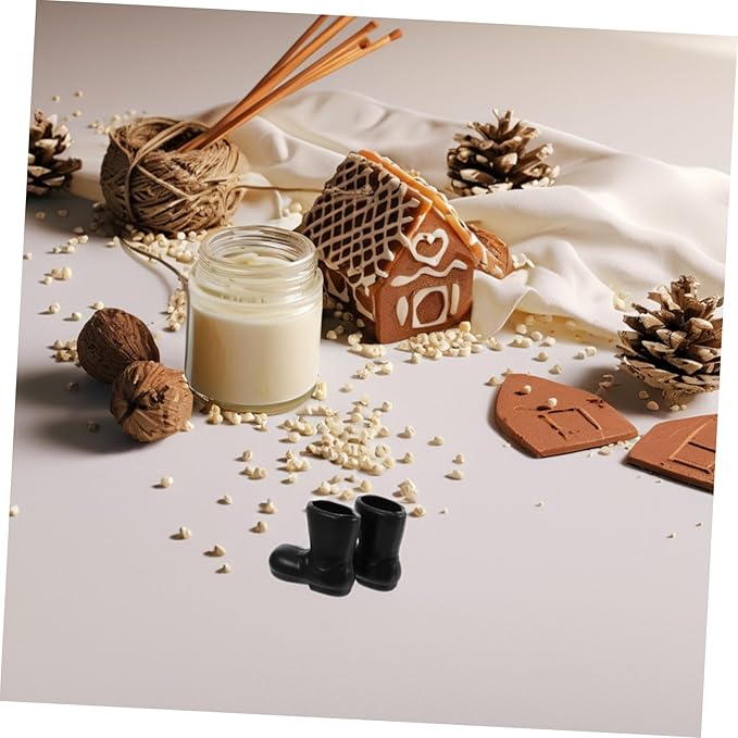 TOYZFRIENDY 100pcs Santa Claus Boots for Dolls Charming Christmas Decorations for DIY Crafts for Holiday Table Centerpieces Black Miniature Shoes